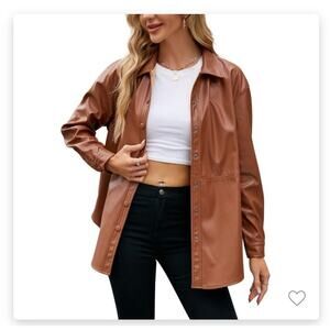 Women's Faux Leather Jacket, Shacket with Snaps- XL- NWT.
